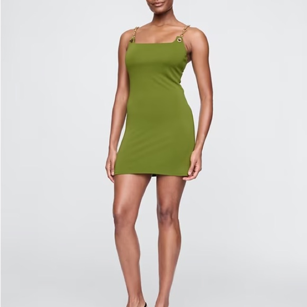 Cult Gaia Gap Green Mini Slip Chain Dress